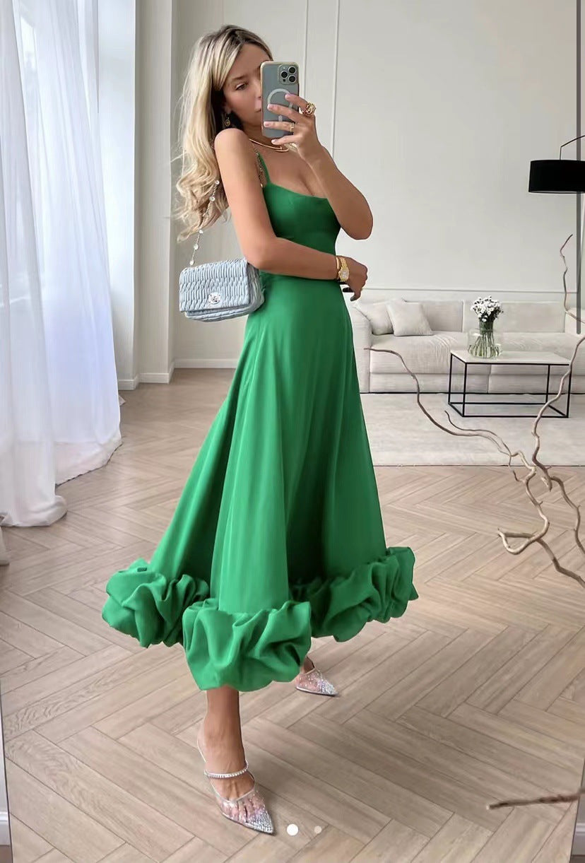 Elegant Women's A-Line Swing Skirt – 3D Floral Embroidery, High-Waist, Flowy Midi Skirt for Parties & Daily Wear