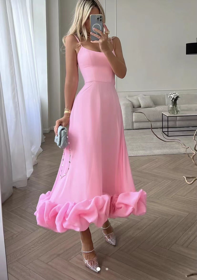 Elegant Women's A-Line Swing Skirt – 3D Floral Embroidery, High-Waist, Flowy Midi Skirt for Parties & Daily Wear