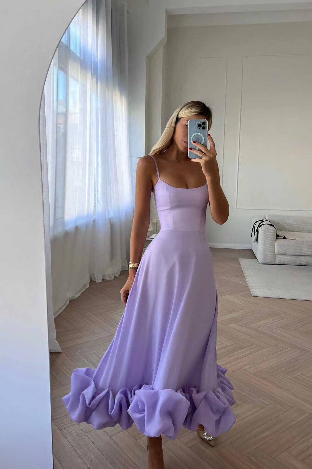 Elegant Women's A-Line Swing Skirt – 3D Floral Embroidery, High-Waist, Flowy Midi Skirt for Parties & Daily Wear