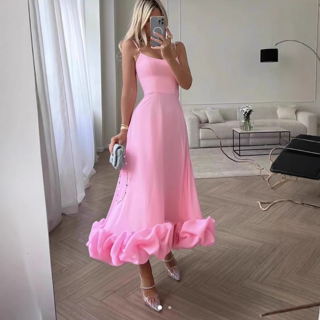 Elegant Women's A-Line Swing Skirt – 3D Floral Embroidery, High-Waist, Flowy Midi Skirt for Parties & Daily Wear
